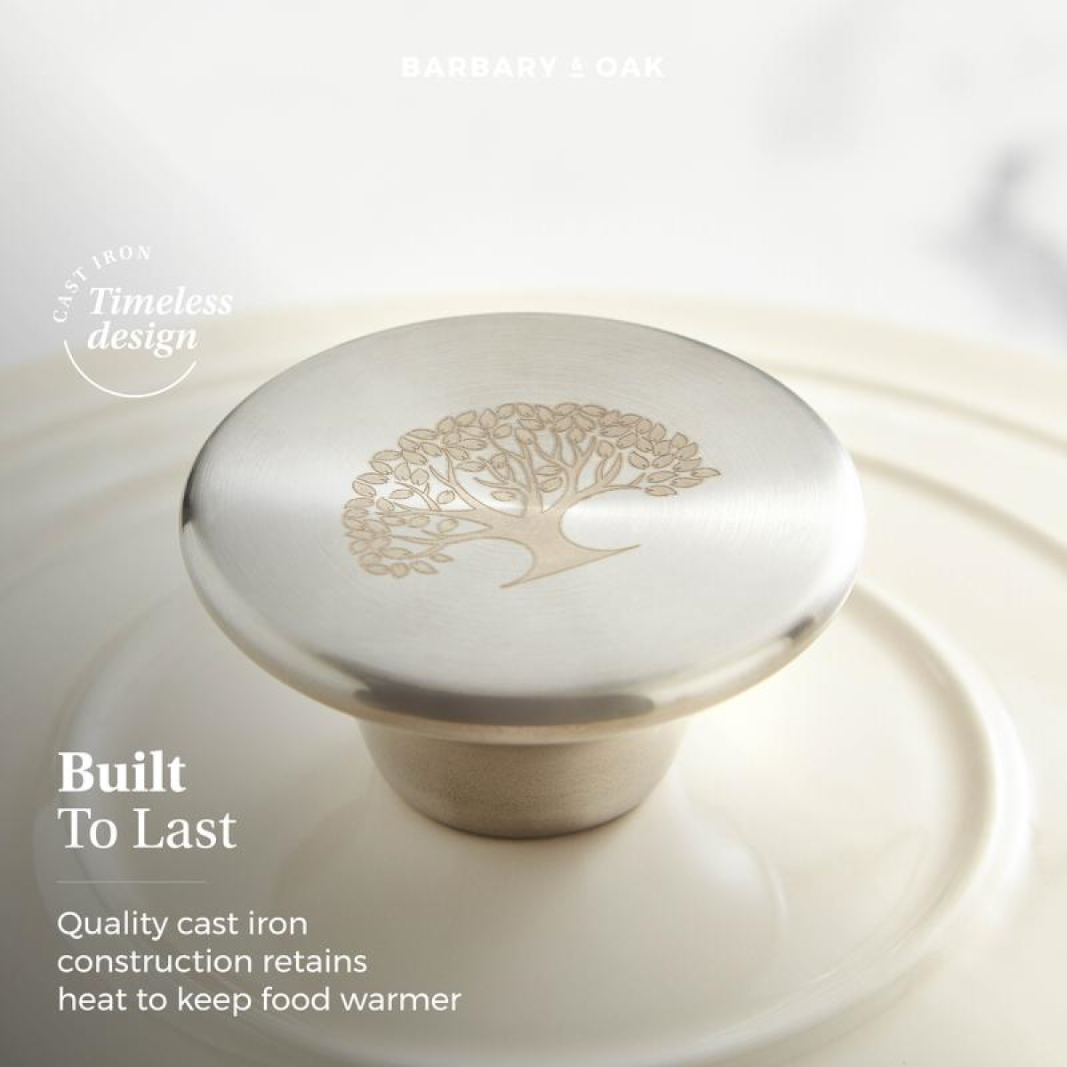 BARBARY&OAK Rund Støpejernsgryte, 20cm, Kremhvit, 2 liter - Bilde 6