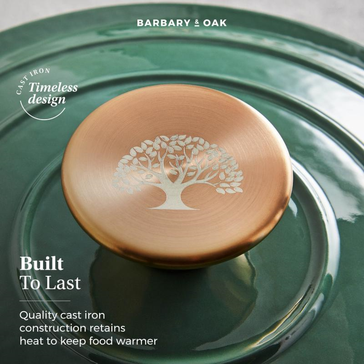 BARBARY&OAK Rund Støpejernsgryte, 20cm, Grønn, 2 liter - Bilde 6