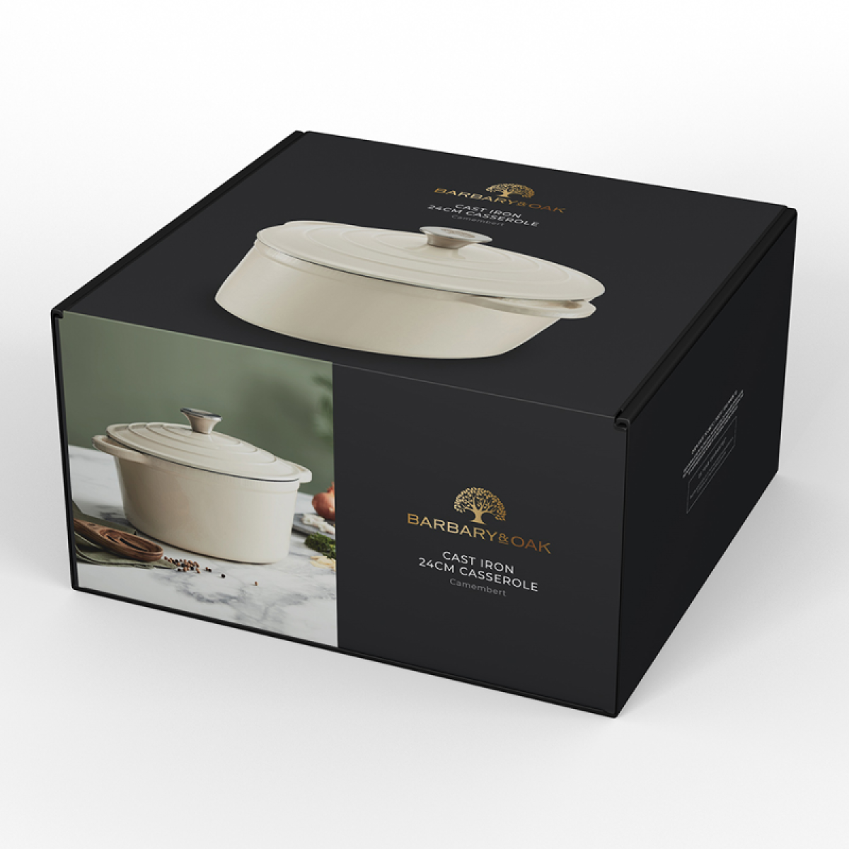 BARBARY&OAK Rund Støpejernsgryte, 24cm, Kremhvit, 4 liter - Bilde 4