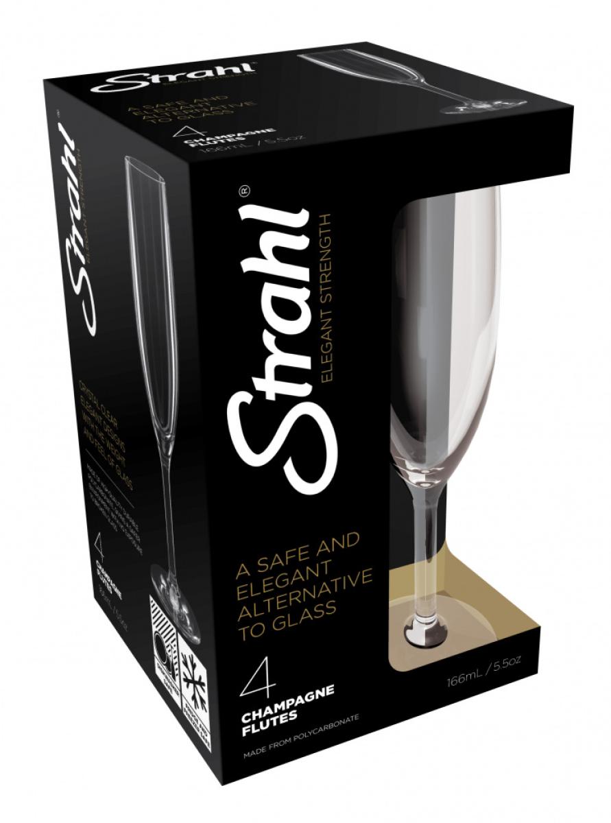 STRAHL Champagne Flute (166ml) i Hardplast (polykarbonat) 4pk