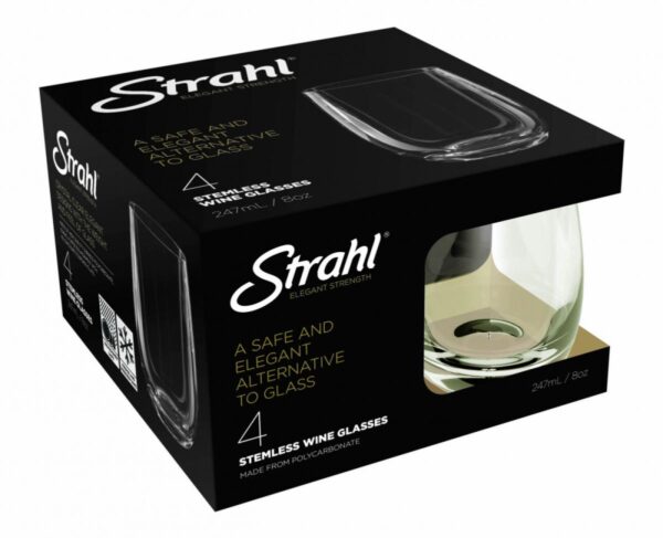 STRAHL Osteria Vannglass (247ml), uknuselige plastglass, 4pk