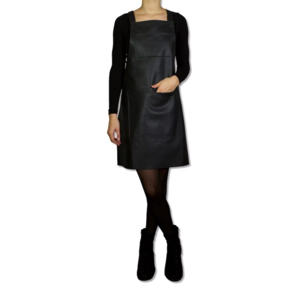 DUTCHDELUXES Suspender Forkle i skinn, Svart