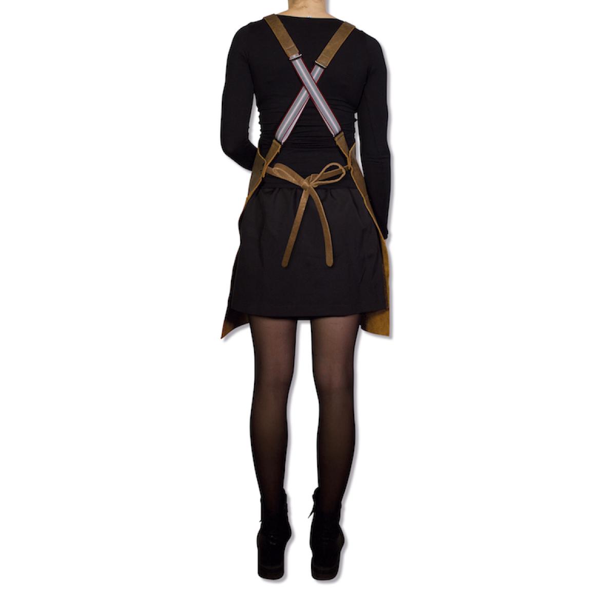 DUTCHDELUXES Suspender Forkle i skinn, Vintage Brun - Bilde 2