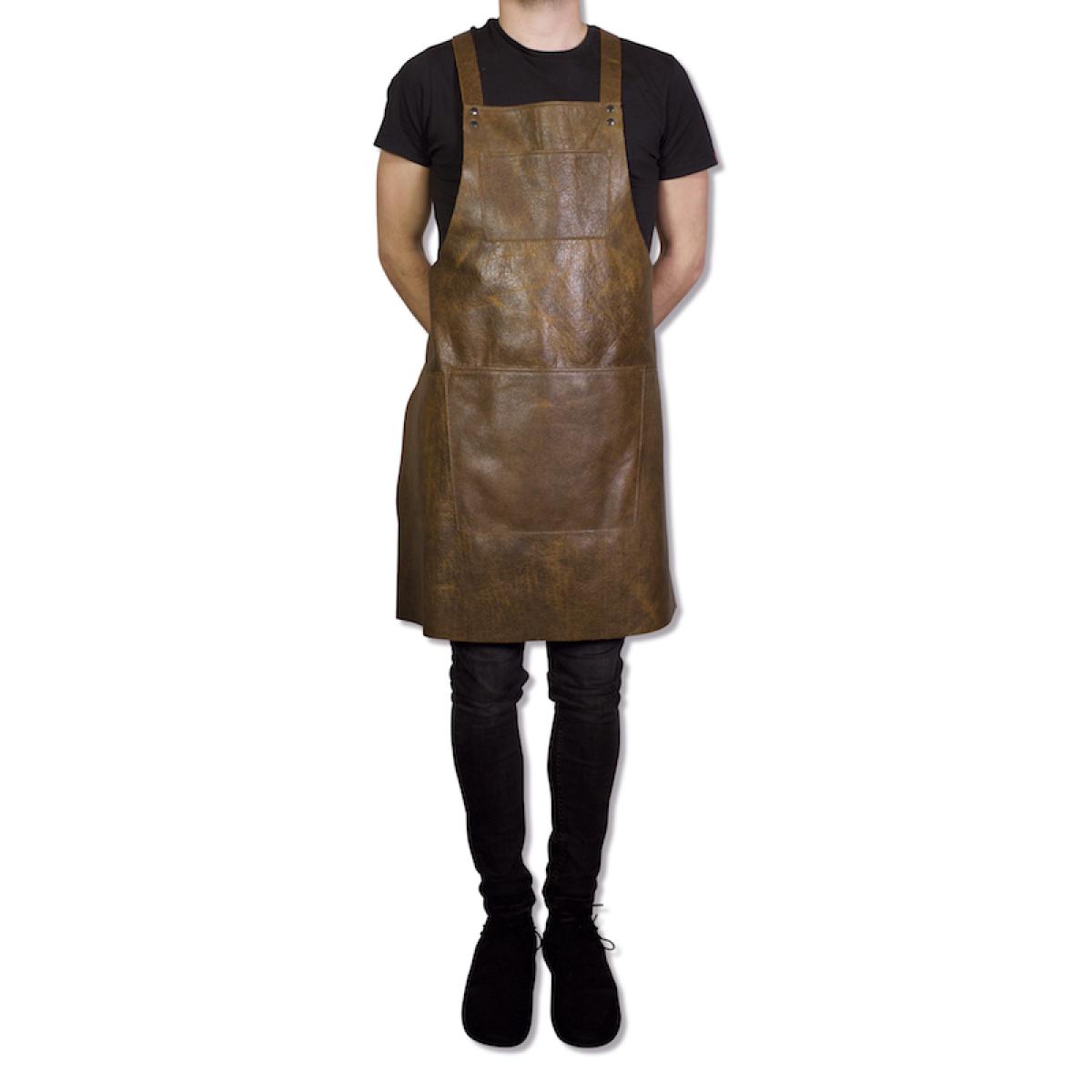 DUTCHDELUXES Suspender Forkle i skinn, Vintage Brun - Bilde 3
