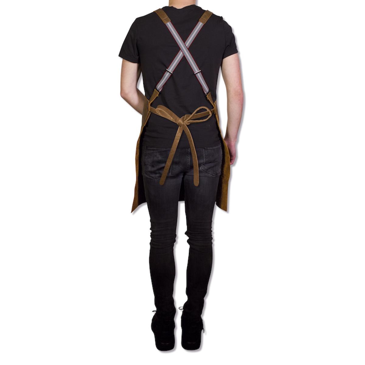 DUTCHDELUXES Suspender Forkle i skinn, Vintage Brun - Bilde 4