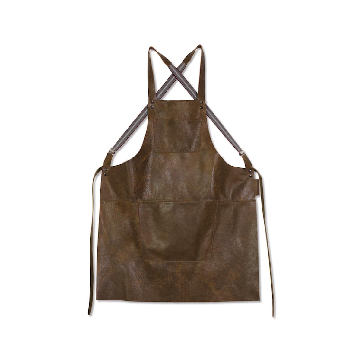 DUTCHDELUXES Suspender Forkle i skinn, Vintage Brun - Bilde 5
