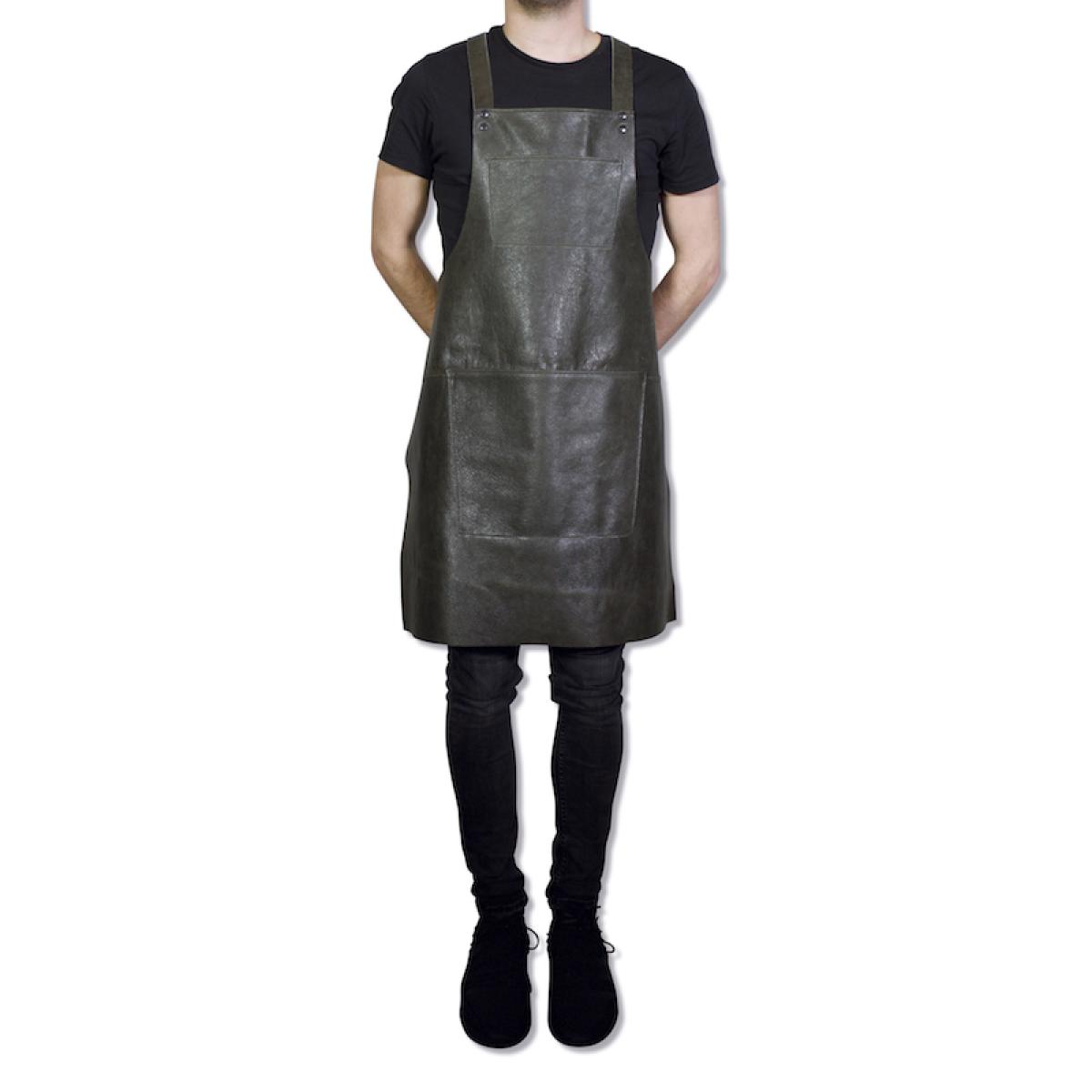 DUTCHDELUXES Suspender Forkle i skinn, Vintage Grå - Bilde 3