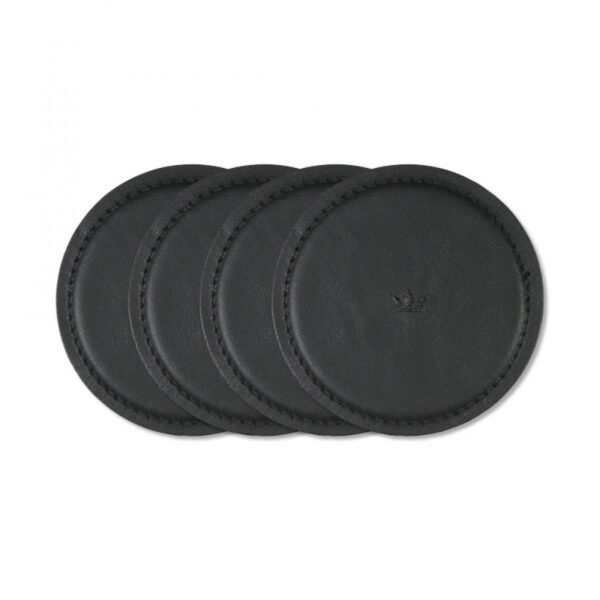 DUTCHDELUXES Drikkebrikke i skinn 4pk, Svart