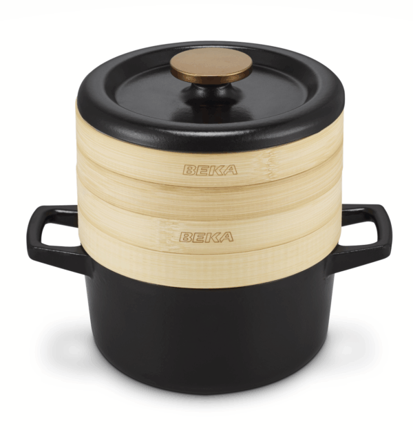 BEKA NORI Støpejernsgryte inkl dampsett i bambus, 20cm