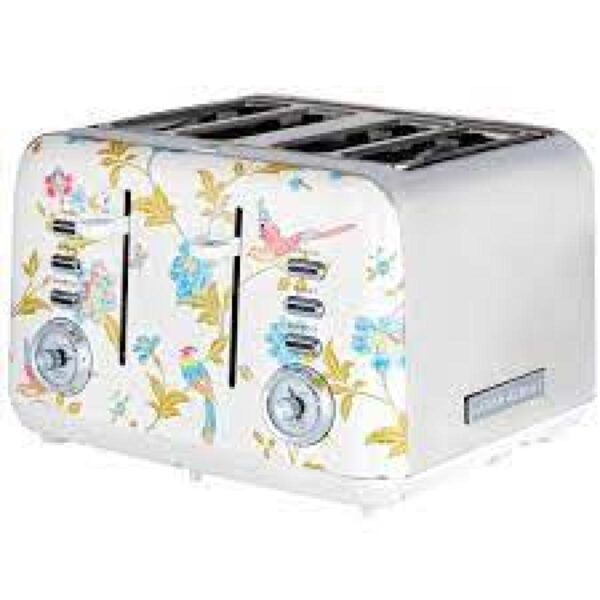 LAURA ASHLEY Brødrister 4-skiver. Hvit/Sølv