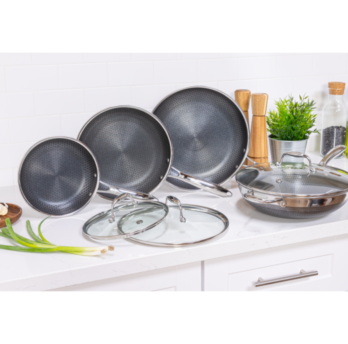 HEXCLAD Sett med 3 stekepanner og 1 Wok, 3 lokk - Bilde 4