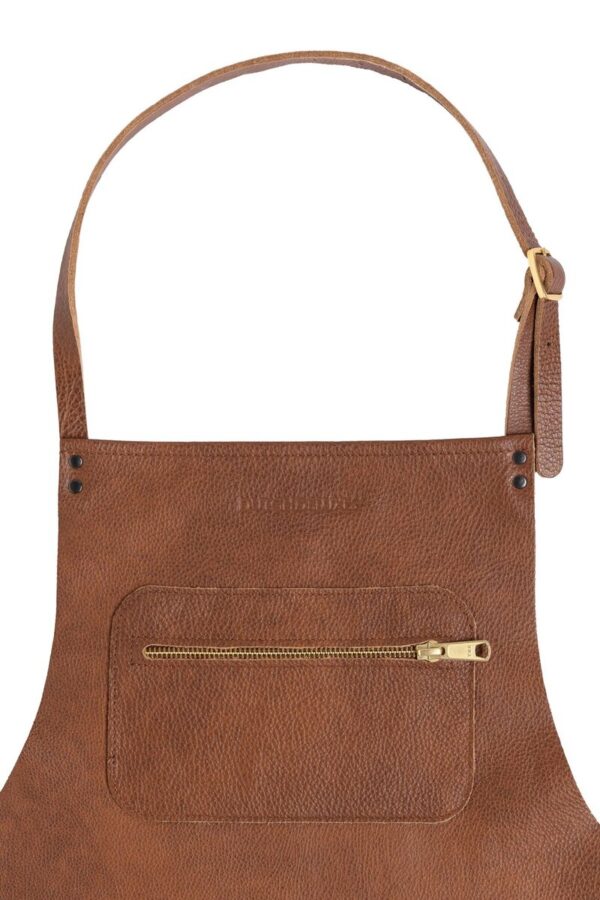 DUTCHDELUXES Zipper Style Forkle i skinn, Klassisk Brun