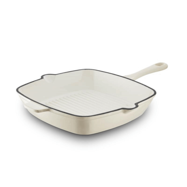 BARBARY&OAK Støpejern Grillpanne, 26cm, Kremhvit