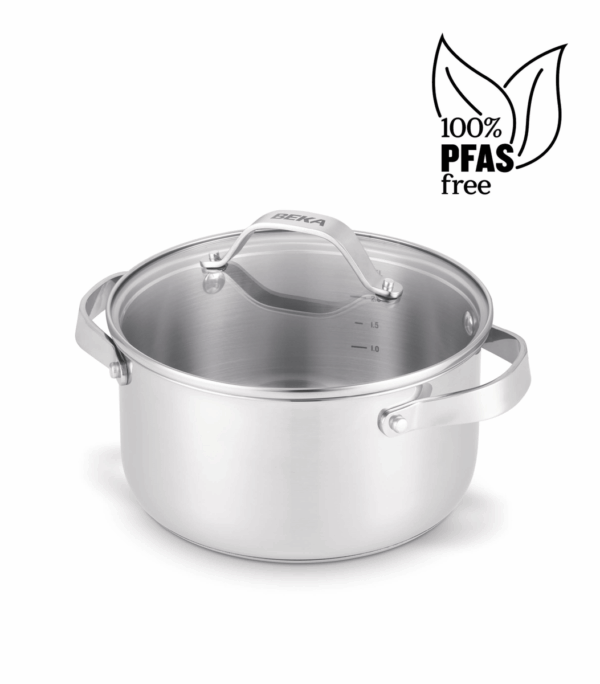 BEKA CICLA Gryte med glasslokk 20cm, 2,8 liter i rustfritt stål